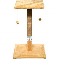 Кігтеточка-стовпчик Пухнастики для котів, з полицею, джут, бежевий, 75×45 см