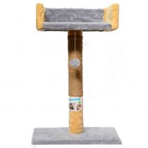 Кігтеточка Пухнастики для котів, стовпчик з диваном, джут, сірий, 30×33×50 см