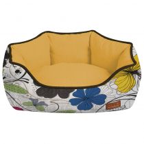 Диван Croci Cozy Flo для собак, овальний, квітковий принт, помаранчевий, 40×32×16 см