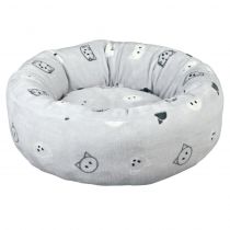 Лежак круглий Trixie Mimi для котів, принт котів, сірий, 50 см