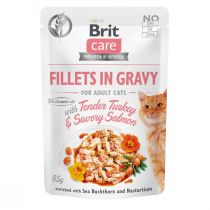 Вологий корм Brit Care Cat, для кішок, філе в соусі з лососем та індичкою, 85 г