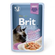 Вологий корм Brit Premium Cat, для кішок, філе лосося в соусі, 85 г