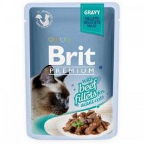 Вологий корм Brit Premium Cat, для кішок, філе яловичини в соусі, 85 г