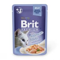 Вологий корм Brit Premium Cat, для кішок, філе лосося в желе, 85 г