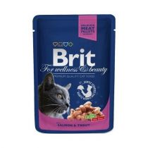 Вологий корм Brit Premium Cat, для кішок, лосось і форель, 100 г