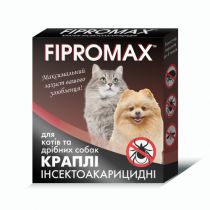 Краплі Fipromax проти бліх та кліщів, для котів і дрібних собак від 4 до 10 кг, 2 піпетки
