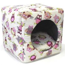 Лежак Croci Cubo Gufi для котів і дрібних собак, принт сови, різнокольоровий, 40×40×12 см