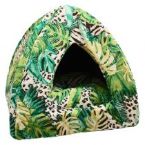 Будиночок-піраміда Croci Amazzonia, для котів і дрібних собак, принт, зелений, 43×43 см