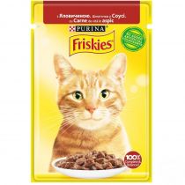 Вологий корм Purina Friskies для котів, з яловичиною в підливі, 85 г