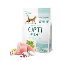 Сухий корм Optimeal для стерилізованих кішок і кастрованих котів, з індичкою і вівсом, 300 г
