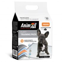 Пелюшки AnimAll Puppy Training Pads для собак і цуценят, з активованим вугіллям, 60×60 см, 10 шт