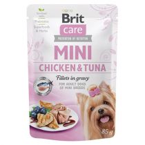 Вологий корм Brit Care Mini pouch, для собак, філе курки і тунця в соусі, 85 г