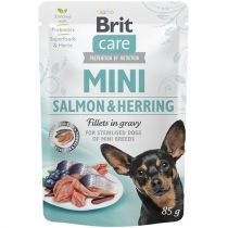 Вологий корм Brit Care Mini pouch, для собак, філе лосося і оселедця в соусі, 85 г