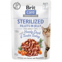 Вологий корм Brit Care Cat pouch, для стерилізованих кішок, філе качки та індички в желе, 85 г