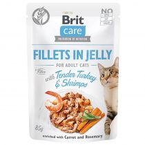 Вологий корм Brit Care Cat pouch, для кішок, філе індички з креветками в желе, 85 г