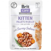 Вологий корм Brit Care Cat pouch, для кошенят, філе лосося в желе, 85 г