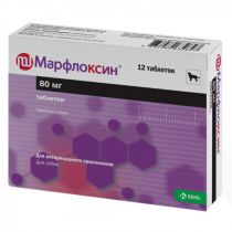 Таблетки KRKA Марфлоксін, антибіотик для собак і кішок, 80 мг, 12 таб