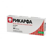 Таблетки KRKA Рікарфа протизапальні для собак, зі смаком м'яса, 20 мг, 20 табл