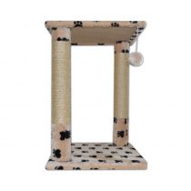 Драпак-арка Cristel для котів, джут, квадратна, принт сліди, бежево-чорний, 35×35×52 см