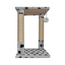 Драпак-арка Cristel для котів, джут, квадратна, принт сліди, сіро-білий, 43×43×65 см
