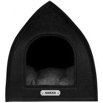 Будиночок BronzeDog для котів і собак в формі намету, чорний, 45×45×48 см