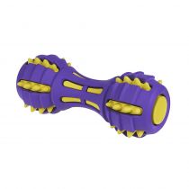 Іграшка BronzeDog Jumble звукова гантель, для собак, з ароматом ванілі, фіолетово-жовта, 17.5 см