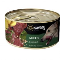 Вологий корм для дорослих собак Savory, з чотирма видами м'яса, 200 г