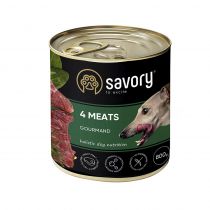 Вологий корм для дорослих собак Savory, з чотирма видами м'яса, 800 г