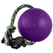 Іграшка Jolly Pets Romp-n-Roll м'яч з канатом, середня, для собак 9-27 кг, фіолетова, 16 см