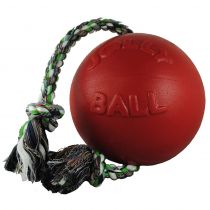 Іграшка Jolly Pets Romp-n-Roll м'яч з канатом, середня, для собак 9-27 кг, червона, 16 см