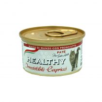 Консерва Healthy Irresistibili Capricci для вбагливих котів, паштет з яловичиною та шинкою, 85 г