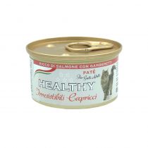Консерва Healthy Irresistibili Capricci для вбагливих котів, паштет з лососем та креветками, 85 г