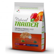 Сухий корм Trainer Natural Super Premium для дорослих собак середніх порід, свіжа курка, рис і алое вера, 3 кг