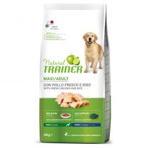 Сухий корм Trainer Natural Super Premium для дорослих собак великих порід, свіжа курка, рис і алое вера, 12 кг