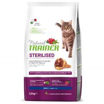 Корм Trainer Natural Super Premium для взрослых стерилизованных кошек от 1 года, с сыровяленой ветчиной, 1.5 кг