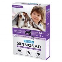 Таблетка Superium Spinosad від бліх для котів та собак вагою від 2.5 до 5 кг