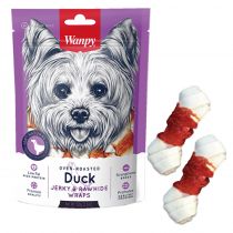 Ласощі Wanpy Duck Jerky&Rawhide Wraps кістка з вузлами і в'яленої качкою, для собак, 100 г