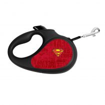 Повідець-рулетка WAUDOG R-Leash для собак, малюнок Супермен Лого Червоний, S, до 15 кг, 5 м, стрічка, чорний