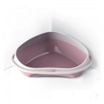 Туалет кутовий з бортиком Georplast Shuttle Corner для котів, 49×40×17.5 см, рожевий