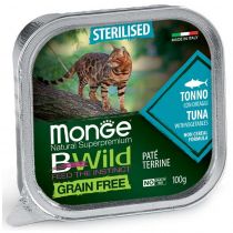 Вологий корм Monge Cat Be Wild Gr.Free Wet Sterilised для стерилізованих котів, паштет, тунець з овочами, 100 г