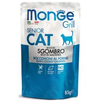 Вологий корм Monge Cat Grill Senior для котів, запечені шматочки в соусі, з макрелью, 85 г