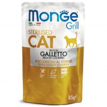 Вологий корм Monge Cat Grill Sterilised для стерилізованих котів, запечені шматочки в соусі, з куркою, 85 г