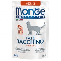 Вологий корм Monge Cat Monoprotein Adult для дорослих котів, паштет, з індичкою, 85 г