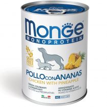 Консерви Monge Dog Fruit Monoprotein для собак, паштет, курка з ананасом, 400 г