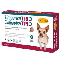 Жувальні таблетки Zoetis Сімпаріка Тріо проти бліх та кліщів для собак вагою від 1.3 до 2.5 кг, ціна за 1 таблетку