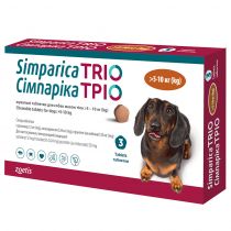 Жувальні таблетки Zoetis Сімпаріка Тріо проти бліх та кліщів для собак вагою від 5.1 до 10 кг, ціна за 1 таблетку