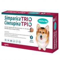 Жувальні таблетки Zoetis Сімпаріка Тріо проти бліх та кліщів для собак вагою від 10.1 до 20 кг, ціна за 1 таблетку