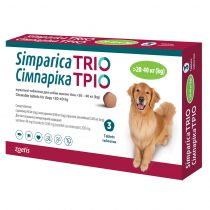 Жувальні таблетки Zoetis Сімпаріка Тріо проти бліх та кліщів для собак вагою від 20.1 до 40 кг, ціна за 1 таблетку