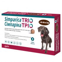 Жувальні таблетки Zoetis Сімпаріка Тріо проти бліх та кліщів для собак вагою від 40.1 до 60 кг, ціна за 1 таблетку