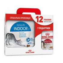 Сухий корм Royal Canin Indoor 27 для кішок постійно живуть у приміщенні, 4 кг + 12 паучів у подарунок